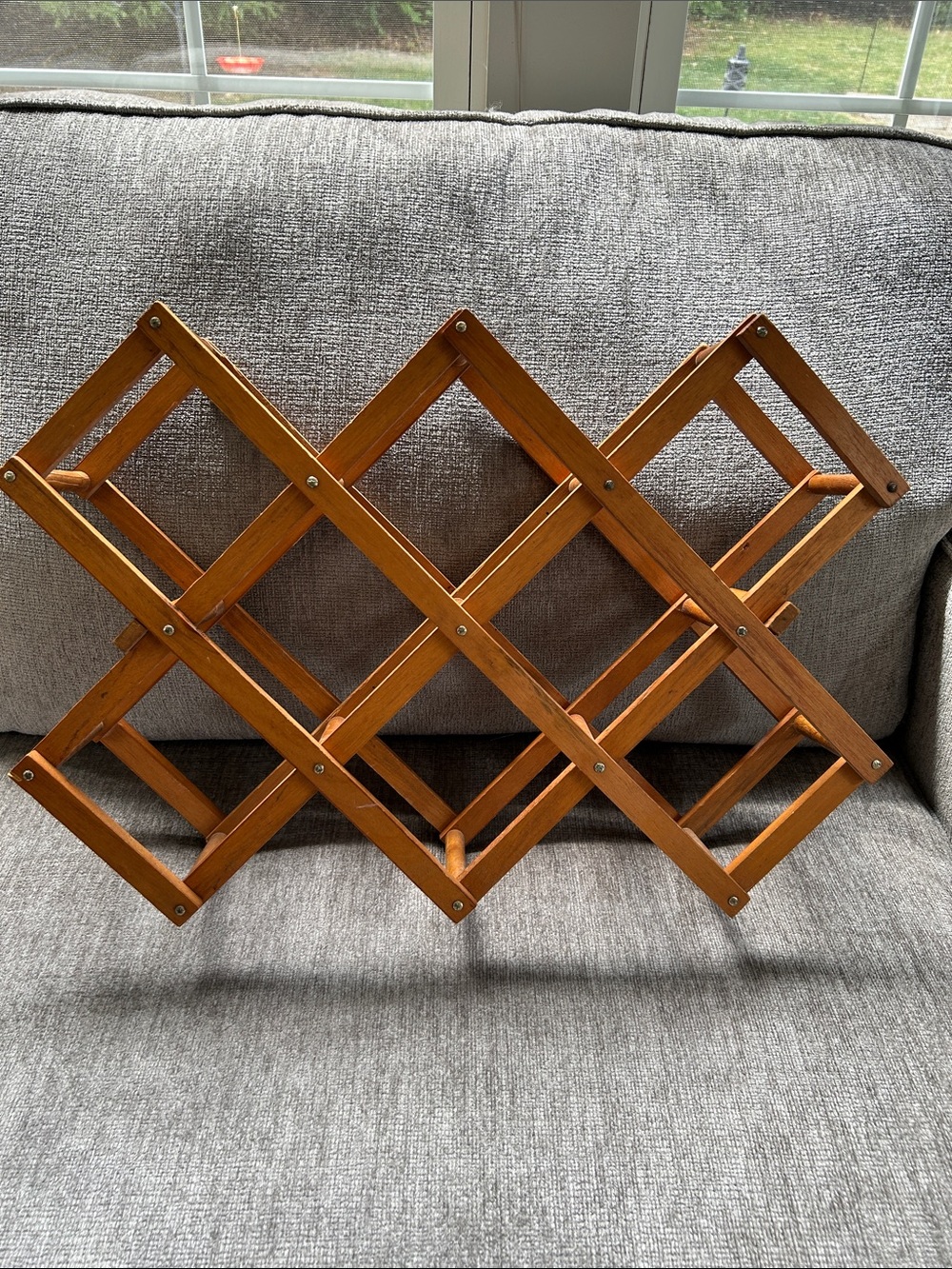 Vintage Wooden Expandable Wall or Table Top Rack - Wine Or Towel Storage